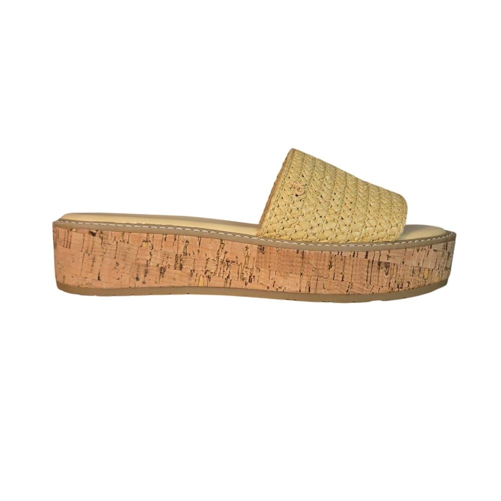 Calvin Klein Arzelia2 Women's Slip-On Natural 32mm Cork Sole Sandal 8 NIB